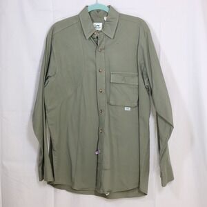 Duxbak Shooting Shirt Mens Large Green Long Sleeve Quilted Shoulder Hunting